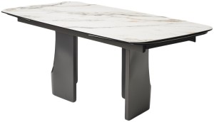 Стол БИРГЕР (BIRGER) 200 цвет KL-188 Бело-коричневый мрамор/ Темно-серый, ®DISAUR