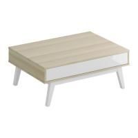 Стол журнальный Cappuccino, ясень/ белое стекло