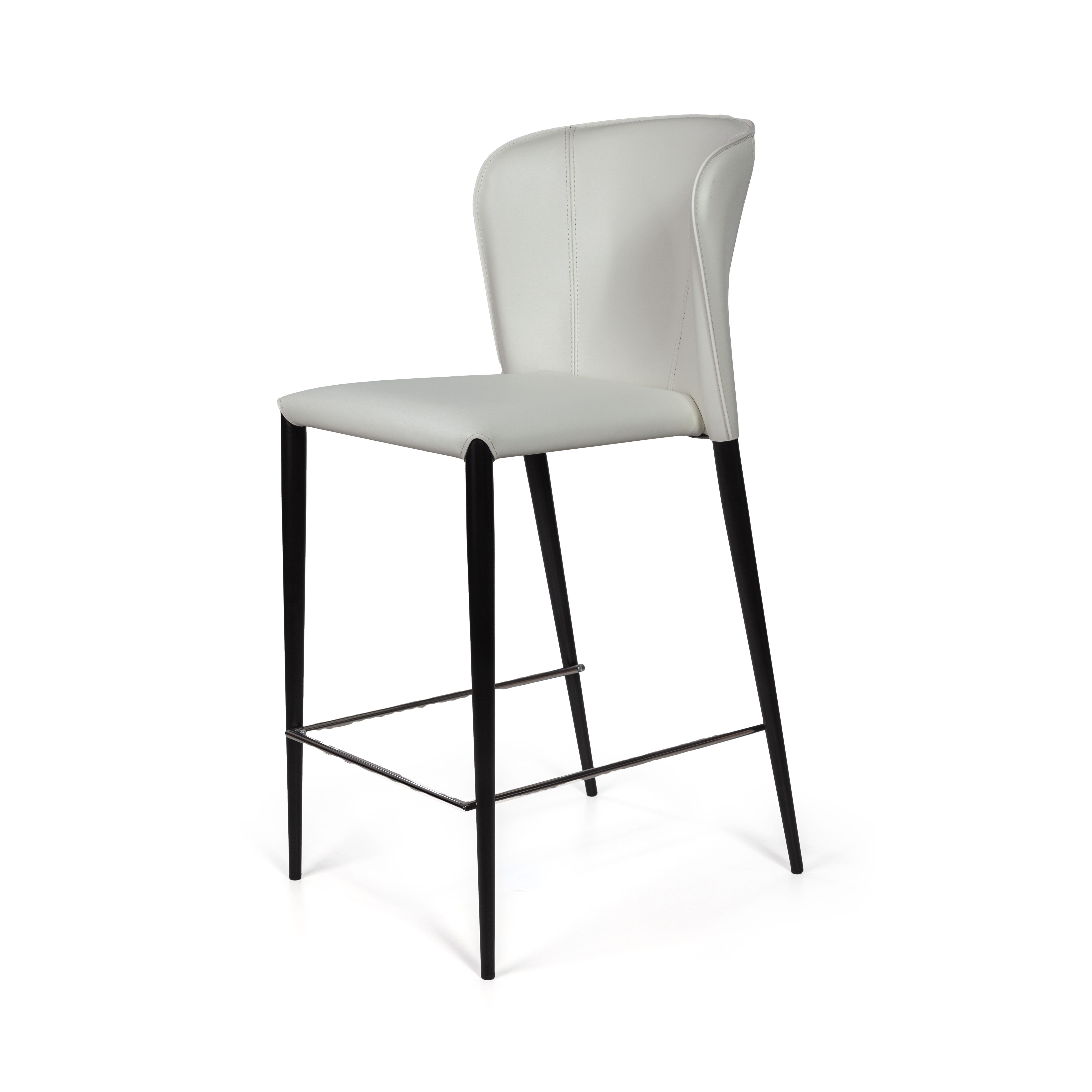 Стул полубарный Альберт, кожа белый