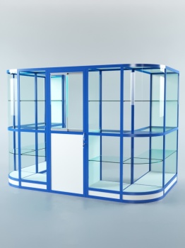 Павильон торговый из профиля пристенный №4г, Белый + Делфт голубой U525 ST9