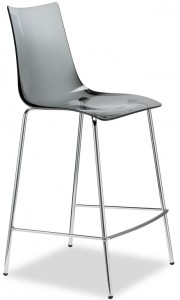Стул полубарный прозрачный Zebra Antishock хром, серый