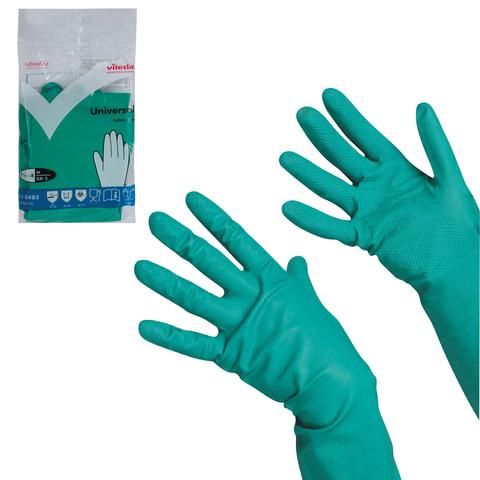 Перчатки МНОГОРАЗОВЫЕ нитриловые VILEDA универсальные, антиаллергенные, размер M (средний), зеленые, вес 64 г, 174381