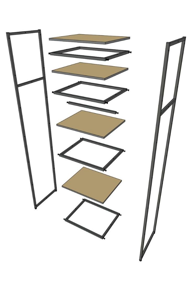 Стеллаж для одежды AС2260-15-Ч со стеклом 220х60х45