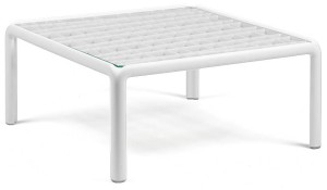 Столик пластиковый кофейный Komodo Tavolino Vetro белый