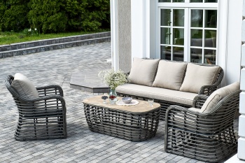 "Ницца" лаунж-зона из искусственного ротанга, цвет серыйцвет Серый