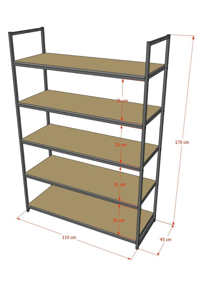 Стеллаж в стиле Лофт A17120-20 с полками ЛДСП (220х120х45)