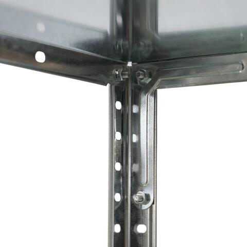 Стеллаж металлический BOOMHOUSE (БУМХАУС) 1500x750x300 мм, 4 полки, нагрузка на стеллаж до 120 кг, серебристый, 291418