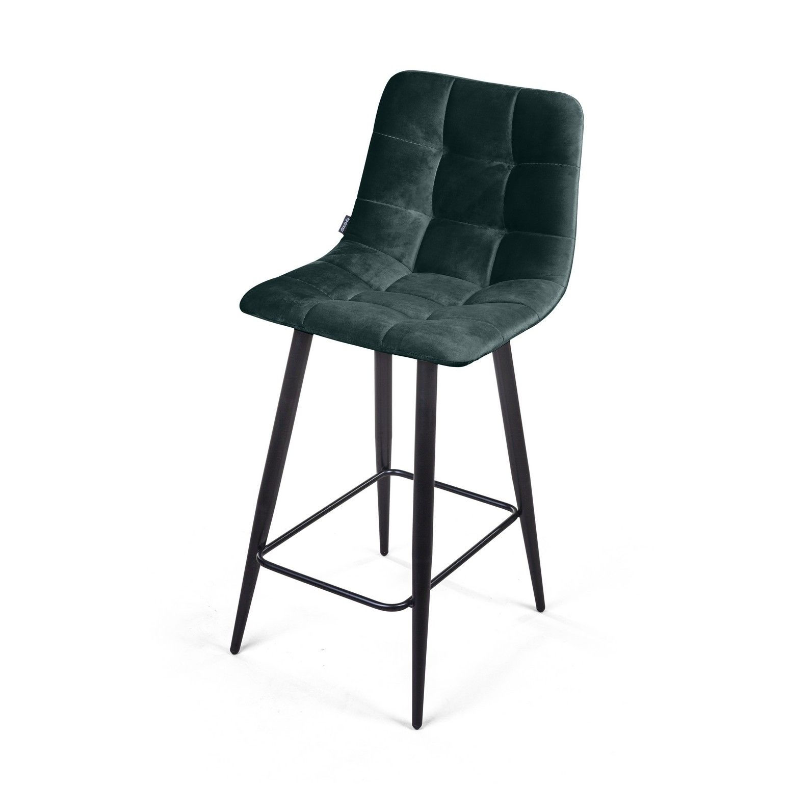 Стул полубарный Уно, бархат зелёный 19/ чёрный конус