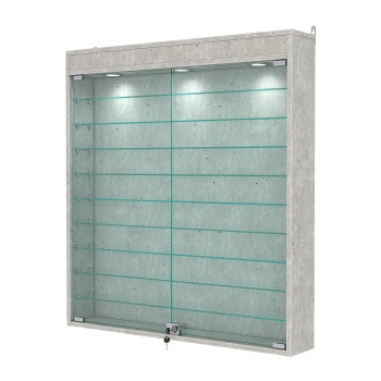 Витрина настенная №4-7А с подсветкой, Метрополитан Грей