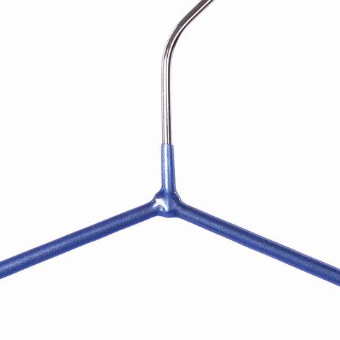 Вешалки-плечики, размер 48-50, КОМПЛЕКТ 10 шт., металл/ПВХ, перекладина, цвет синий, BRABIX "Стандарт", 601166