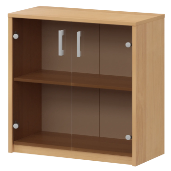 Стеллаж низкий с тонированным стеклом Арго А-302/А-стл302тон Ольха