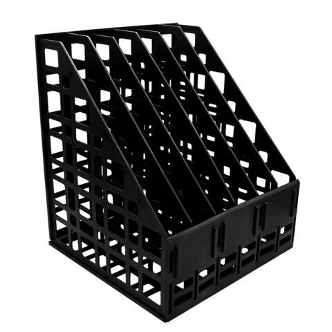 Лоток вертикальный для бумаг BRAUBERG "ULTRA", 240 мм, 6 отделений, сетчатый, сборный, черный, 238251
