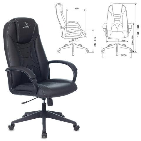 Кресло компьютерное ZOMBIE 8, 2 подушки, экокожа, черное, 1583069
