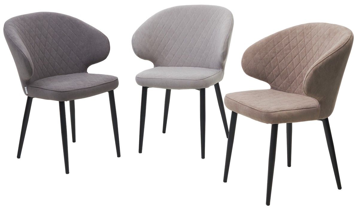 Стул ХИЛТОН, цвет B22 Серый, велюр / черный каркас