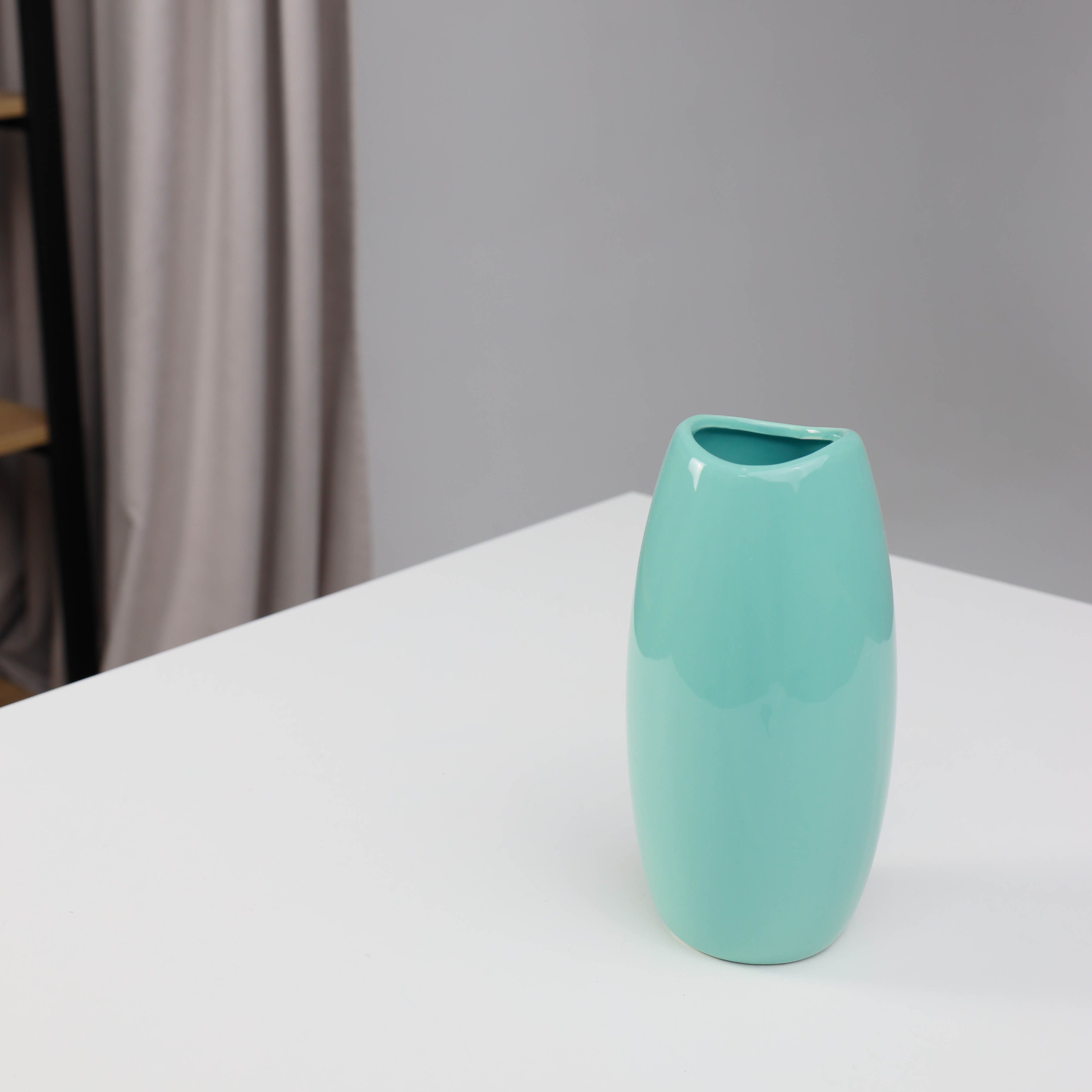 Ваза керамическая GHOST, голубой, 12,5*12,5*23,5см