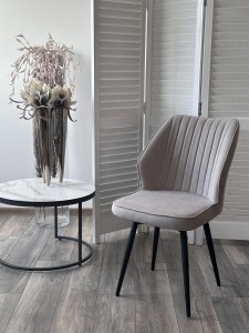 Стул РОССО 360 град. поворот. B22 Серый, велюр / черный каркас,