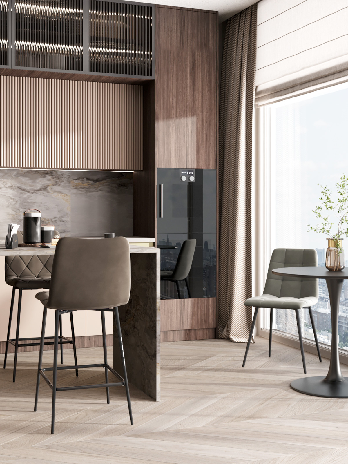 Стул полубарный Одди Diamond велюр темно-серый