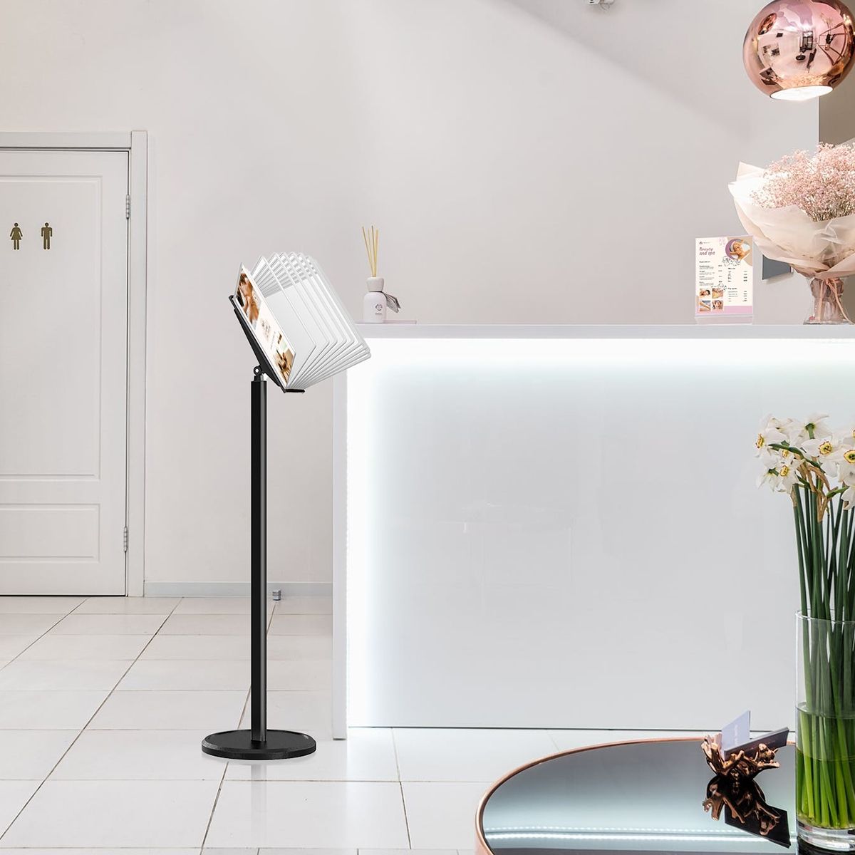 МАЧТА-03.А4.Bk/Wt Демосистема напольная черная 10 белых панелей А4