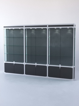 Витрина "ПРЯМОУГОЛЬНАЯ" №1-3м-200-1 (задняя стенка - ДВП), Черный