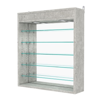 Витрина настенная с регулировочными полками №1-8Г-РЕГ с зеркалом и с подсветкой, Метрополитан Грей