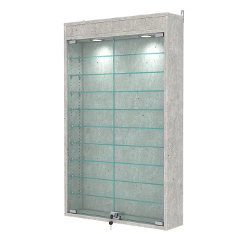 Витрина настенная с регулировочными полками №2-7А-РЕГ с подсветкой, Метрополитан Грей