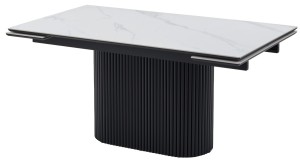 Стол АРИЯ 160 цвет Белый мрамор MATTE, керамика / Черный каркас