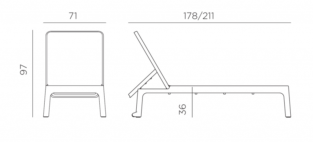 Шезлонг-лежак пластиковый Plano тортора