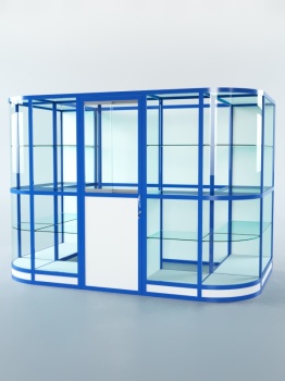 Павильон торговый из профиля пристенный №8г, Белый + Делфт голубой U525 ST9