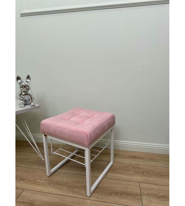 Банкетка Марсей 40-44 с полкой (светло розовый/белый)