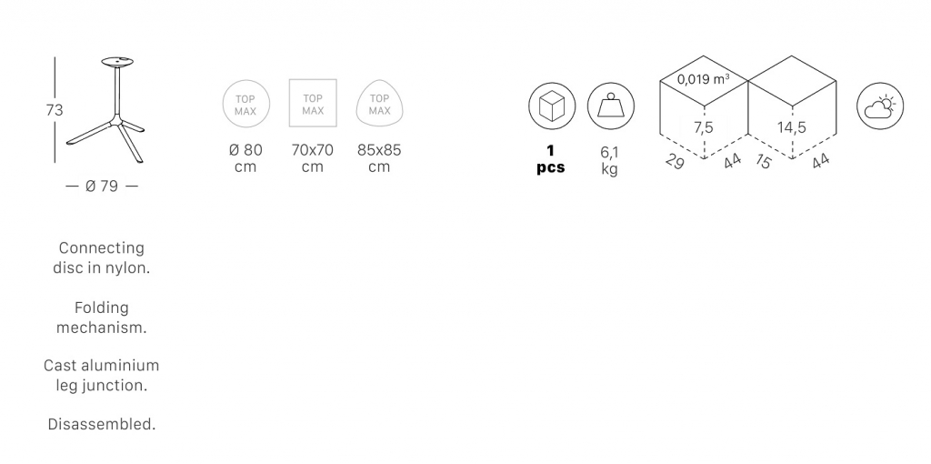 Подстолье металлическое складное Tripe Maxi Folding тортора
