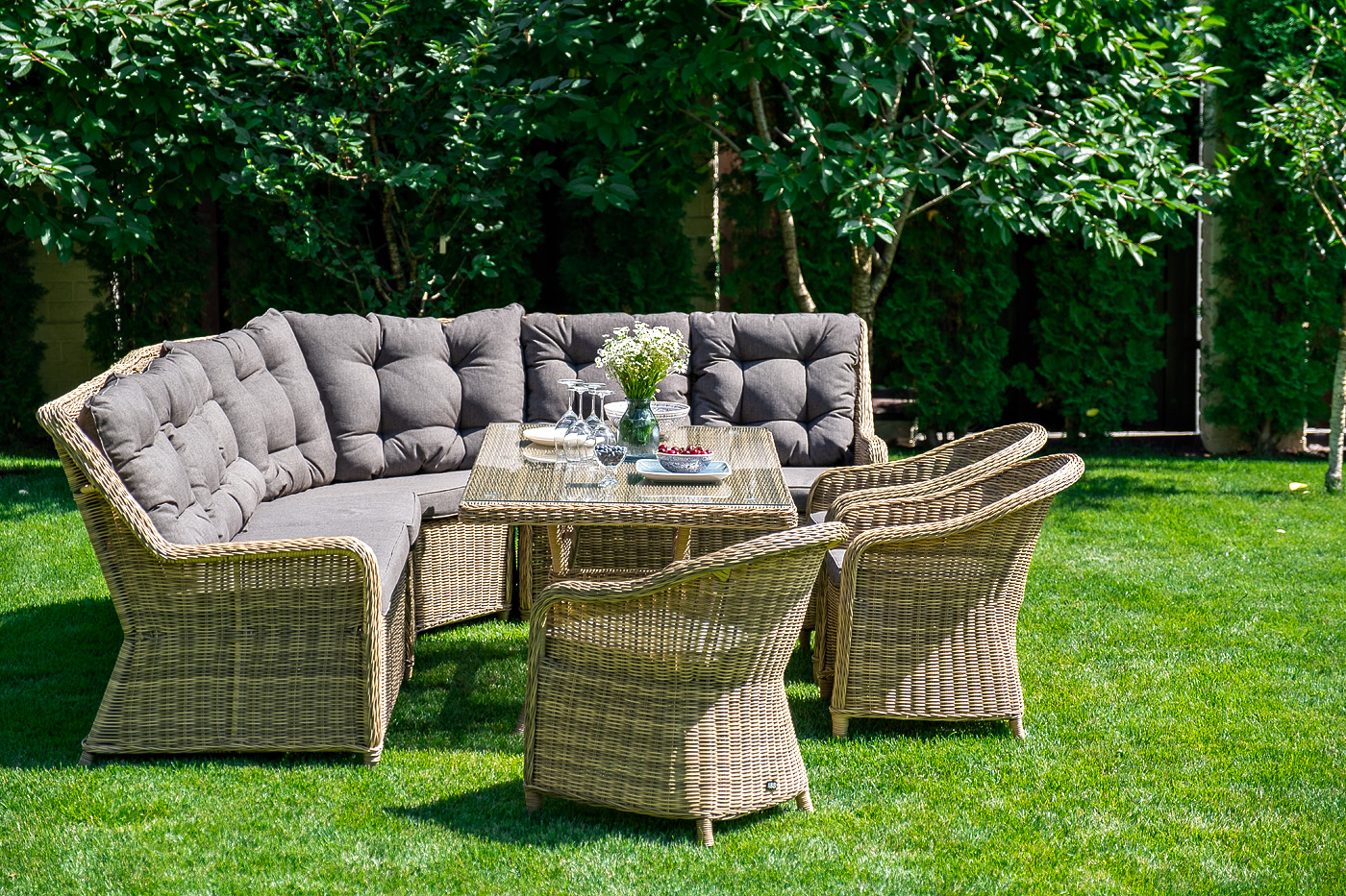 "Бергамо" плетеный центральный модуль дивана