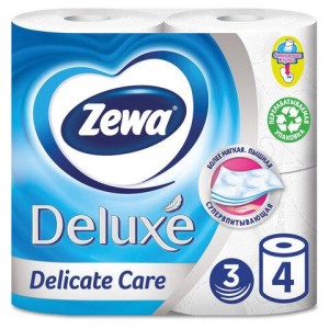 Бумага туалетная 3-слойная, 4 рулона (4х18 м), белая, ZEMMA/ZEWA Deluxe, 32281
