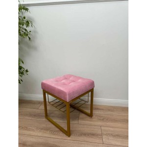 Банкетка Марсей 40-44 с полкой (светло-розовый/золото)