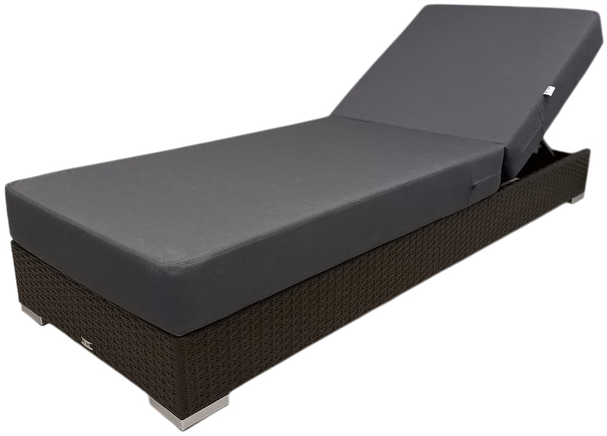 Шезлонг-лежак плетеный с матрасом Mantera коричневый люкс, серый