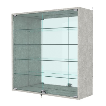 Витрина настенная с регулировочными полками №4-2АГ-РЕГ с зеркалом, Метрополитан Грей