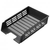 Лоток горизонтальный для бумаг BRAUBERG "Basic", А4 (360х270х75 мм), с пазами, сетчатый, черный, 237011