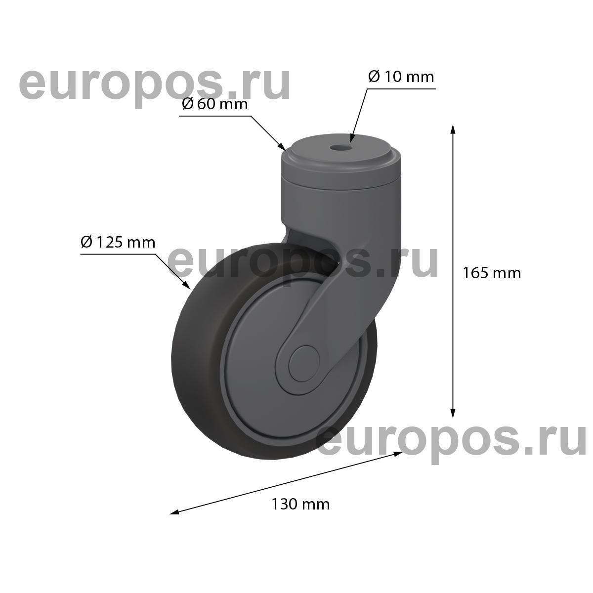 Колесо поворотное D125 TPR для тележки