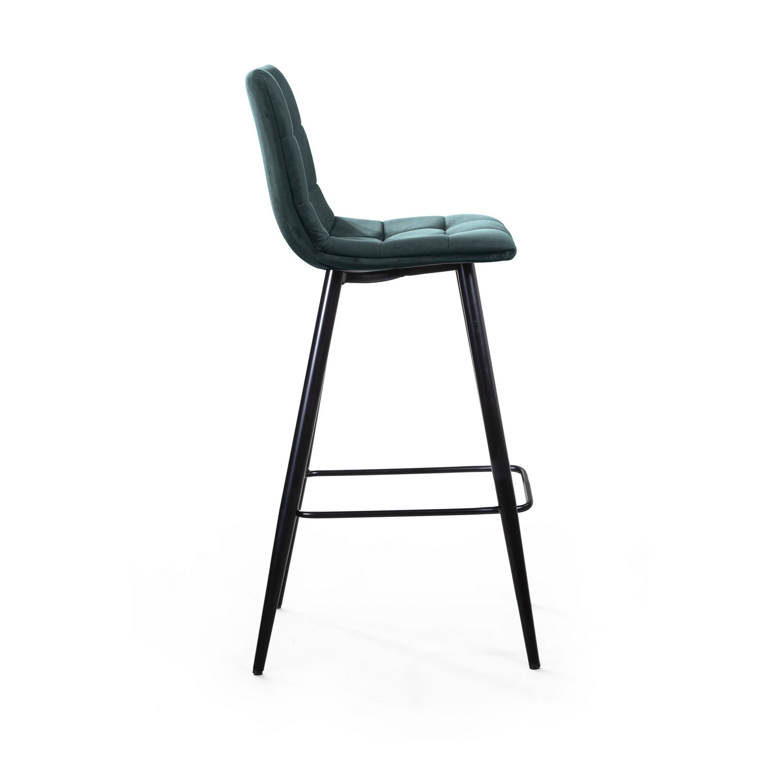 Стул барный Уно, бархат зелёный 19 / чёрный конус