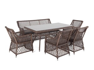 "Катания" обеденная группа плетеная на 6 персон