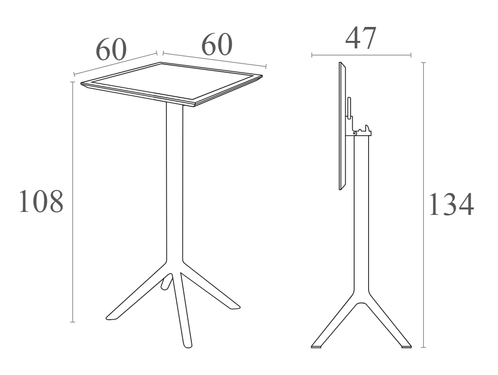 Стол пластиковый барный складной Sky Folding Bar Table 60 белый