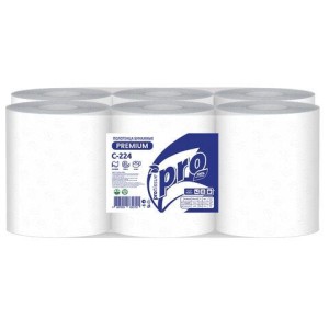 Полотенца бумажные с центральной вытяжкой 150м,PROtissue (M1) PREMIUM,2-сл,белые,КОМПЛЕКТ 6 рул,С224