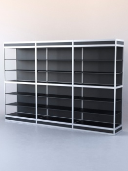 Витрина-стеллаж из ал.профиля №3 (3-ех метровая), Черный