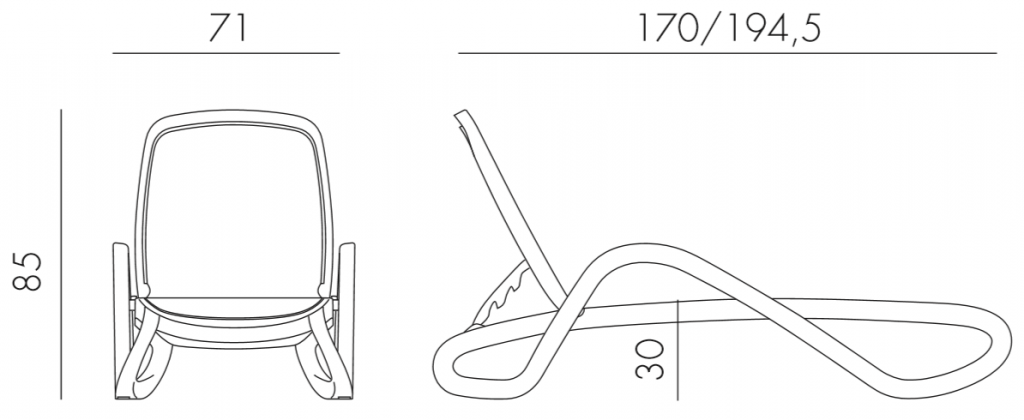 Шезлонг-лежак пластиковый Alfa кофе, бежевый