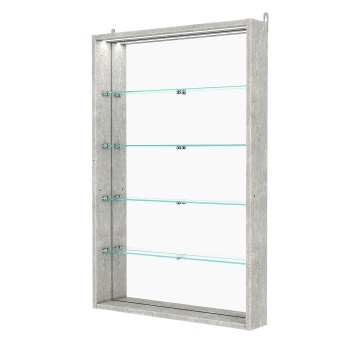 Витрина настенная №2-4ГУ с зеркалом и с подсветкой, Метрополитан Грей