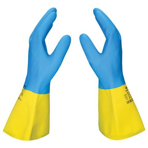 Перчатки латексно-неопреновые SCAFFA "Спектр", КЩС-1, хлопчатобумажное напыление, р. 9, L, 00-01017727