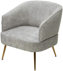 Кресло МЮССЕЛС (MUSSELS) цвет 3018-03 светло-серый, шенилл / золотой каркас, ®DISAUR