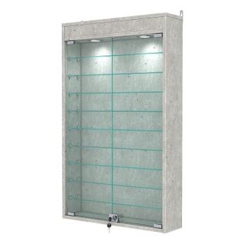 Витрина настенная №2-7А с подсветкой, Метрополитан Грей