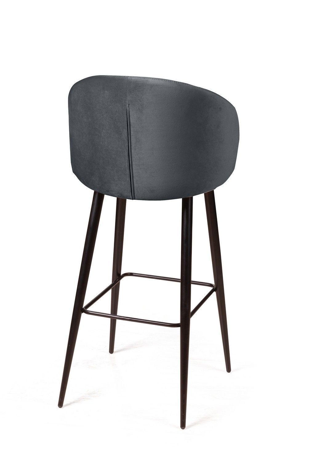 Стул барный Mont Blanc, бархат светло-серый 26 / черный конус