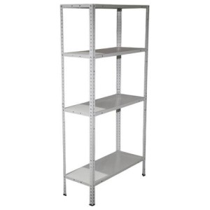 Стеллаж металлический BOOMHOUSE (БУМХАУС) 1500x750x300 мм, 4 полки, нагрузка на стеллаж до 120 кг, белый, 291419