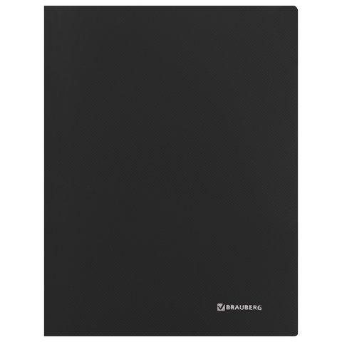 Папка с металлическим скоросшивателем и внутренним карманом BRAUBERG диагональ, черная, до 100 листов, 0,6 мм, 221351